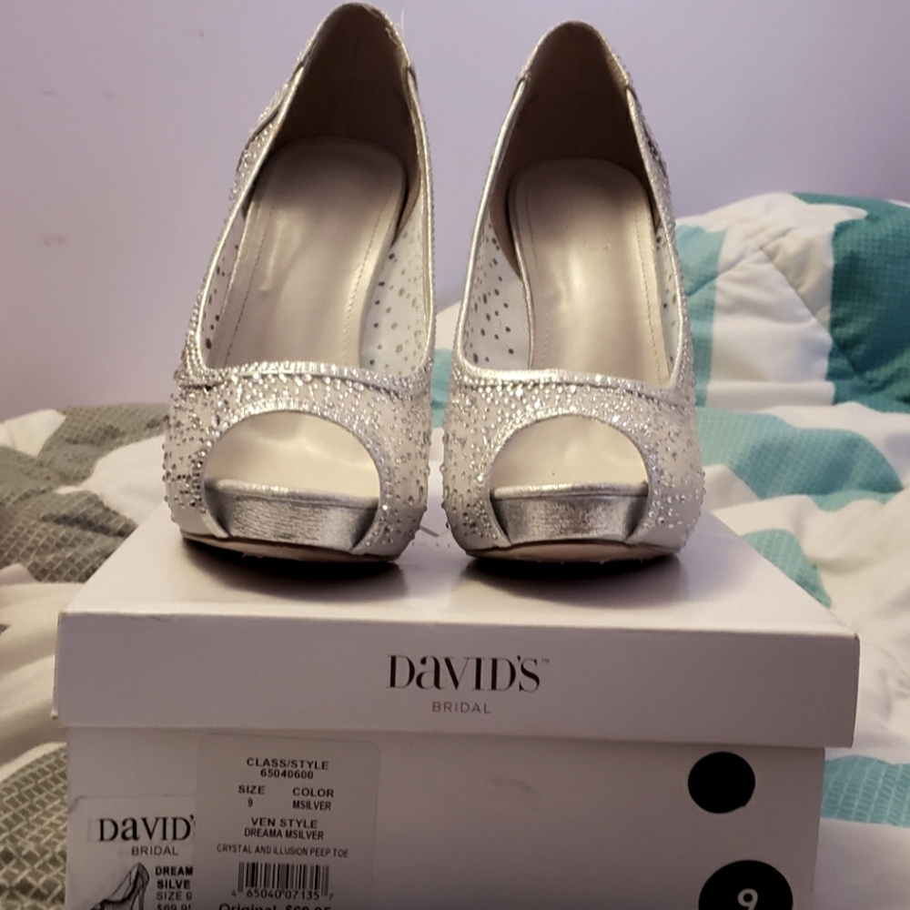 Women's Silver Crystal Heels